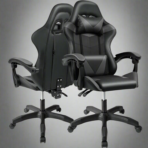 Black and Gray Gaming Office Chair Front View
Racing Style Chair with Adjustable Recline
Multiple Color Variants of Gaming Chairs
High Back Ergonomic Office Chair with Pillows