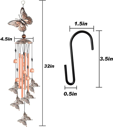 NEW Garden Butterfly Metal Wind Chimes ��� Handcrafted Aluminum Tub" (S3122) - with | Sold by Uncle Wiener's Wholesale