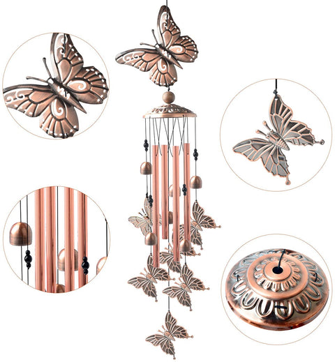 NEW Garden Butterfly Metal Wind Chimes ��� Handcrafted Aluminum Tub" (S3122) - with | Sold by Uncle Wiener's Wholesale