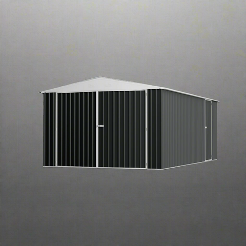 “11x19 FT metal garage shed in cream with sloped roof and double doors”
“Interior view of spacious 11x19 FT steel garage shed”
“Dark gray metal outdoor storage building with wide door access”
“Large vehicle shed for tools, cars, or workshop use”
“Optional spare door kit for metal garden shed G1119DGK”