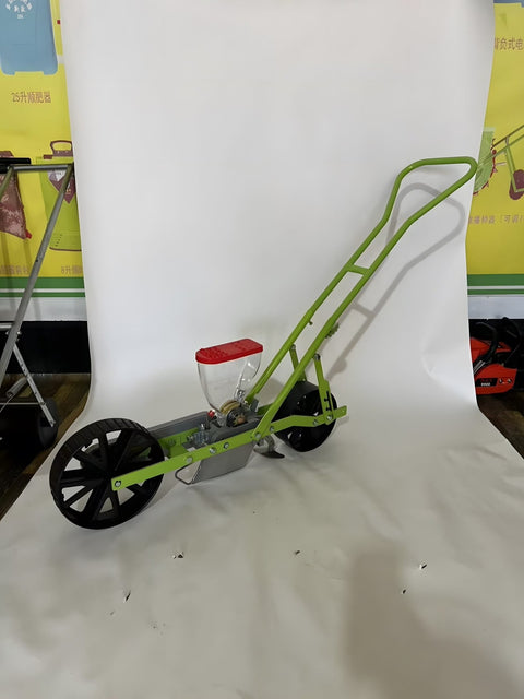 Garden Seeder Planter Front View
Manual Seeder in Vegetable Bed
Top View of VS01R Seeder Unit
Product Label and Seed Plate Display