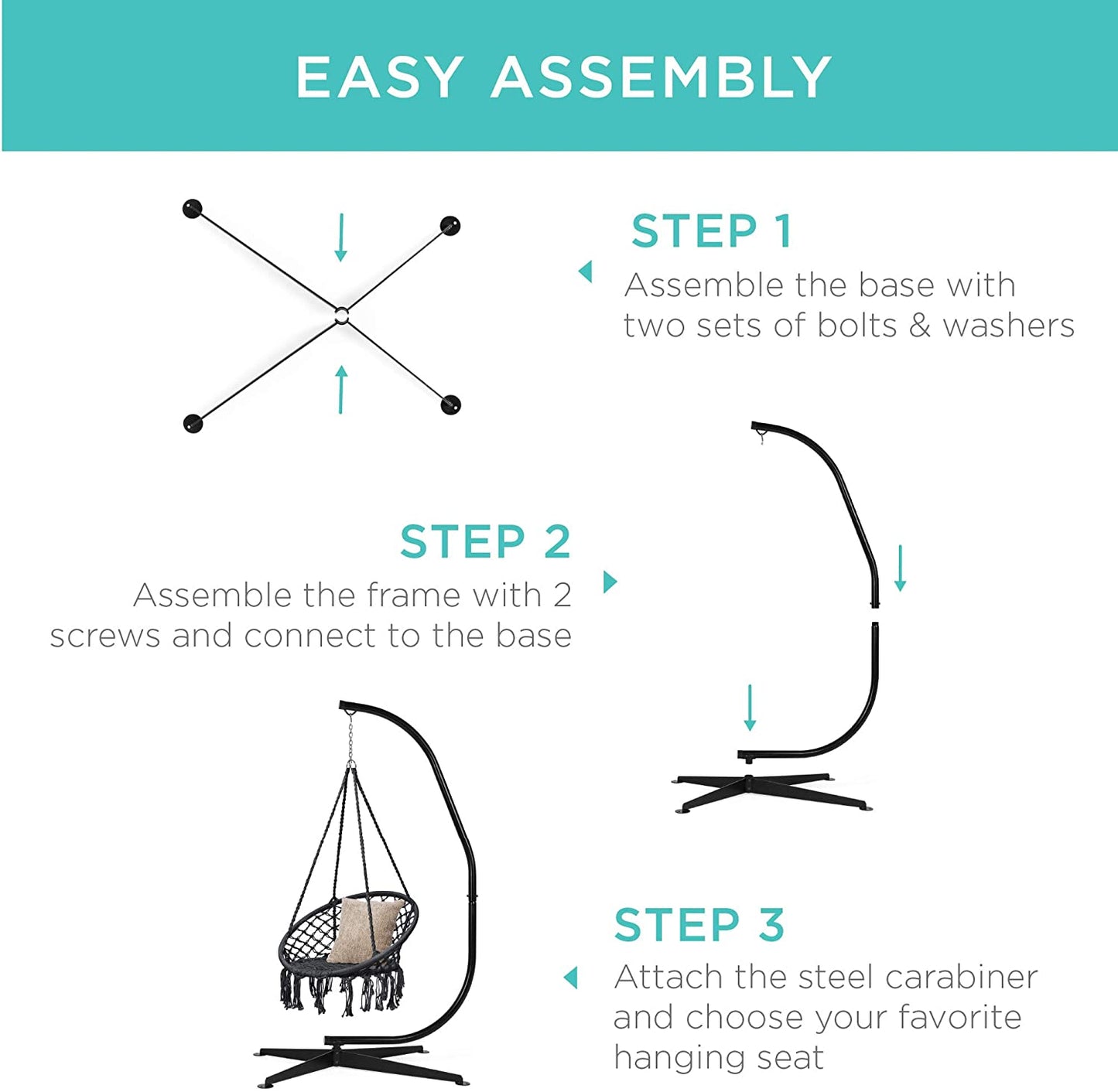 C-style hammock chair stand with swing seat
Heavy-duty steel hammock stand for porch or patio
Indoor and outdoor C hammock chair frame with wide base
Steel swing stand with 4-leg support and 360° rotation