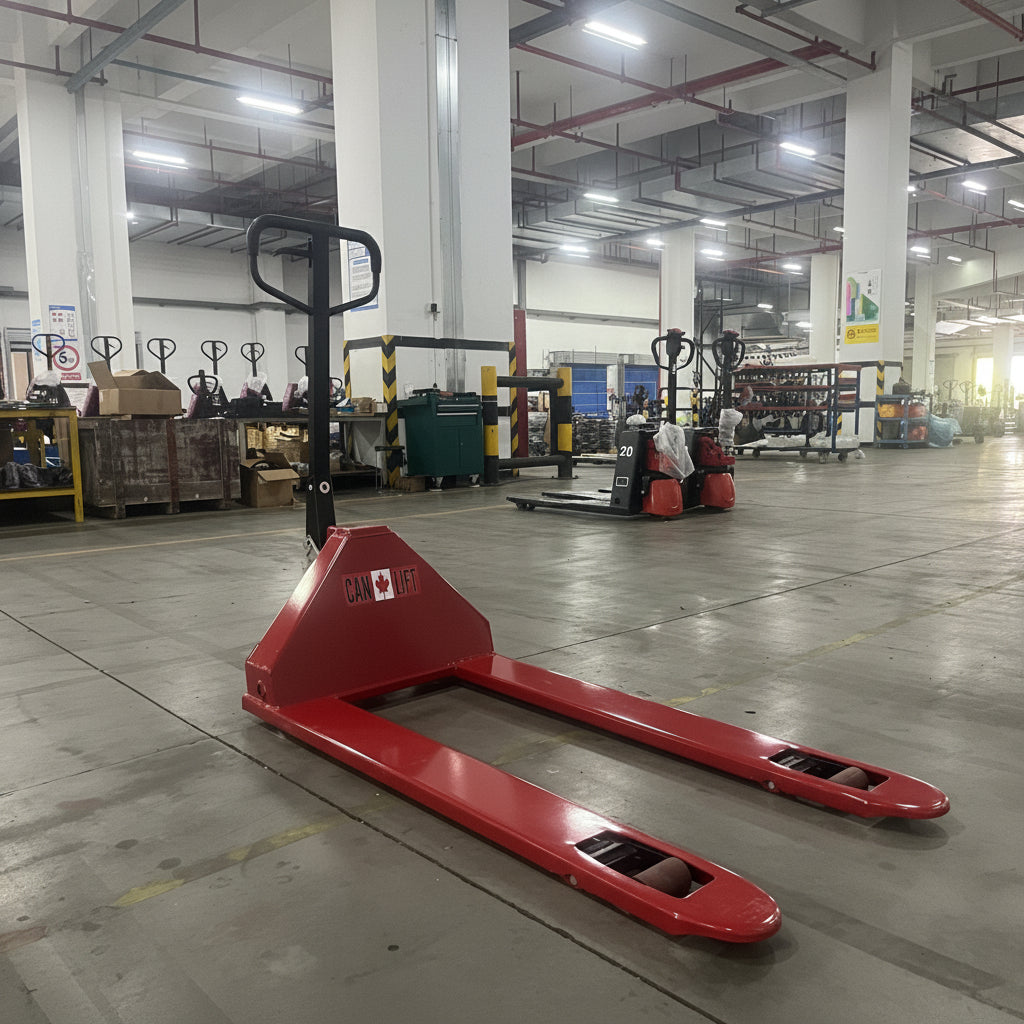 New Hand Pallet Jacks – 4400 to 5500 lbs Capacity | Low Profile, Narrow, Standard & Extra - Long Forks - with 4400 lbs Low - Profile Pallet Jack – 48" x 27" 2" Lowered Height | Sold by Uncle Wiener's Wholesale