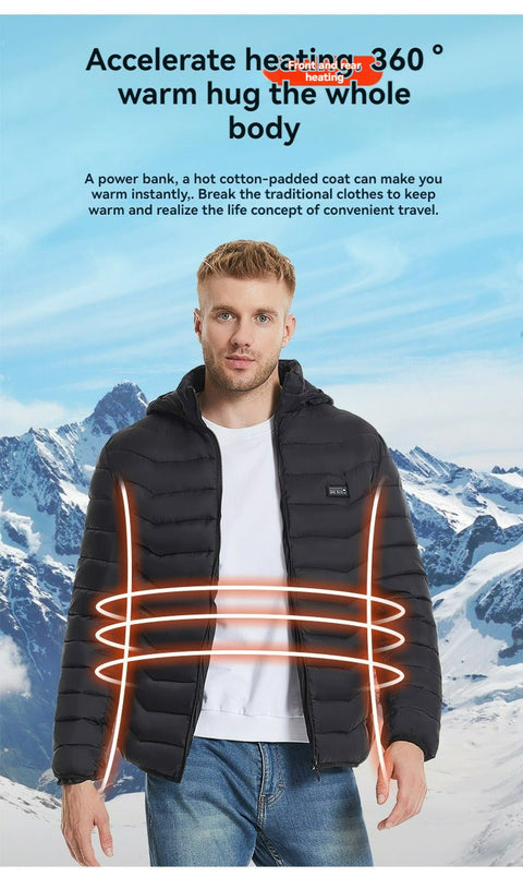 NEW Heated Jacket USB Rechargeable Hooded Coat with 21 Heating Zones Small X - Large - with Small | Sold by Uncle Wiener's Wholesale