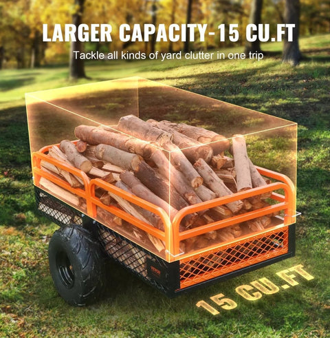 New Heavy - Duty 1500 LB ATV & Garden Tractor Dump Trailer – 15 Cu. Ft Capacity | SKU: ADT015 - with | Sold by Uncle Wiener's Wholesale