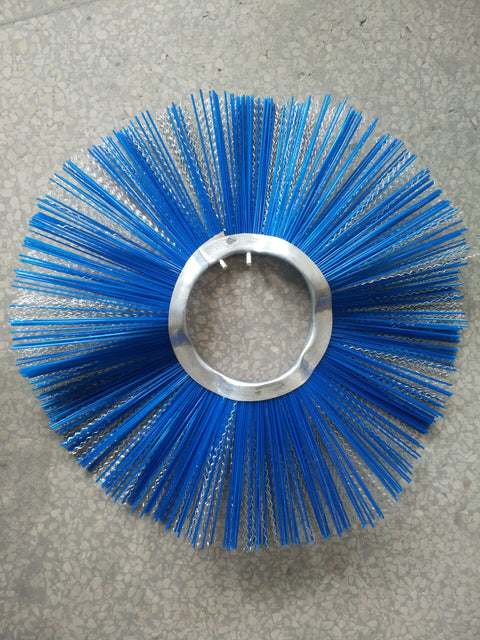 Heavy-duty wavy skid steer brush – top view
Blue poly bristles on Bobcat-compatible sweeper wafer
Wavy wafer sweeper brush 6.4 x 21.3 inches
Close-up of Bobcat skid steer sweeper brush construction