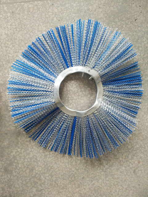 Heavy-duty wavy skid steer brush – top view
Blue poly bristles on Bobcat-compatible sweeper wafer
Wavy wafer sweeper brush 6.4 x 21.3 inches
Close-up of Bobcat skid steer sweeper brush construction