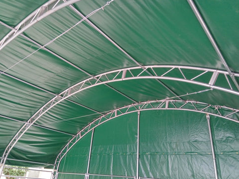 large horse and animal fabric livestock shelter with green canopy
40x40x16 ft livestock shelter with steel frame for farm use
durable green canopy shelter for animals and hay storage
portable barn for cattle and horses with weatherproof cover
livestock storage structure for farm equipment and feed