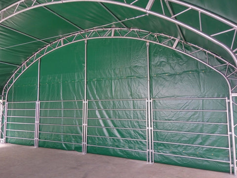 large horse and animal fabric livestock shelter with green canopy
40x40x16 ft livestock shelter with steel frame for farm use
durable green canopy shelter for animals and hay storage
portable barn for cattle and horses with weatherproof cover
livestock storage structure for farm equipment and feed