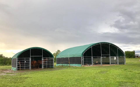 large horse and animal fabric livestock shelter with green canopy
40x40x16 ft livestock shelter with steel frame for farm use
durable green canopy shelter for animals and hay storage
portable barn for cattle and horses with weatherproof cover
livestock storage structure for farm equipment and feed