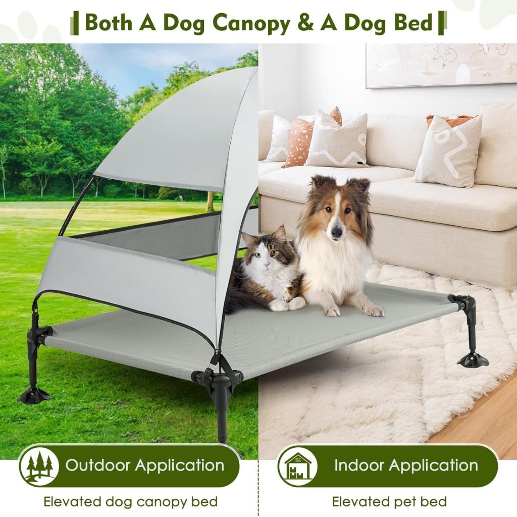 New Indoor/Outdoor Portable Elevated Dog Bed with Removable Canopy – Pet Cot for Shade & Comfort 2040822 - with | Sold by Uncle Wiener's Wholesale