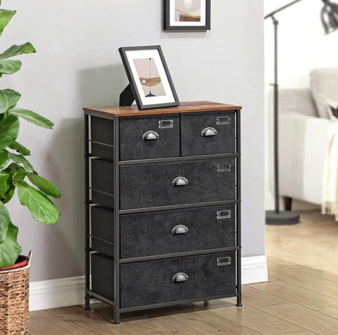New Industrial Fabric Dresser with Drawers – Durable Storage Organizer for Bedroom, Closet, or Office ULVT45H - with | Sold by Uncle Wiener's Wholesale