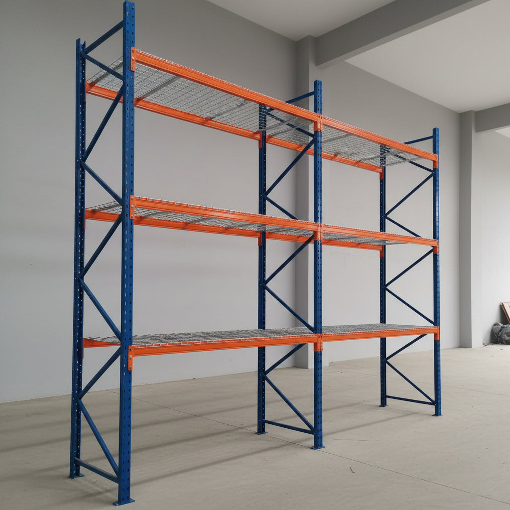 industrial pallet racking with boxes
steel warehouse shelving 8ft to 20ft
heavy-duty pallet racking system
expansion bay pallet rack
wire mesh panels for pallet racking