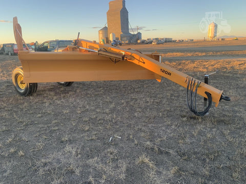 Industries America pull-type 12 FT grader scraper on gravel field
Heavy-duty 14 FT grader scraper with hydraulic control arms
16 FT grader scraper leveling rural construction site
Side view of orange pull-type grader scraper for tractors
Durable steel blade grader scraper with triple reinforced frame