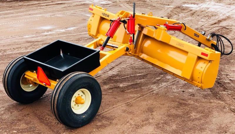 Industries America pull-type 12 FT grader scraper on gravel field
Heavy-duty 14 FT grader scraper with hydraulic control arms
16 FT grader scraper leveling rural construction site
Side view of orange pull-type grader scraper for tractors
Durable steel blade grader scraper with triple reinforced frame