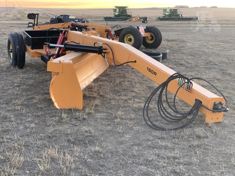 Industries America pull-type 12 FT grader scraper on gravel field
Heavy-duty 14 FT grader scraper with hydraulic control arms
16 FT grader scraper leveling rural construction site
Side view of orange pull-type grader scraper for tractors
Durable steel blade grader scraper with triple reinforced frame