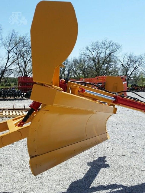 Industries America pull-type 12 FT grader scraper on gravel field
Heavy-duty 14 FT grader scraper with hydraulic control arms
16 FT grader scraper leveling rural construction site
Side view of orange pull-type grader scraper for tractors
Durable steel blade grader scraper with triple reinforced frame