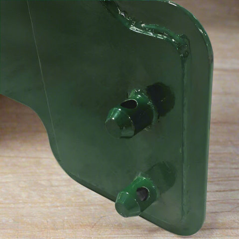 2" receiver hitch mount plate for John Deere tractor – front loader attachment
Heavy-duty green steel hitch plate – fits 200–500 series loaders
Trailer hitch receiver on John Deere mount plate – model MPJD51