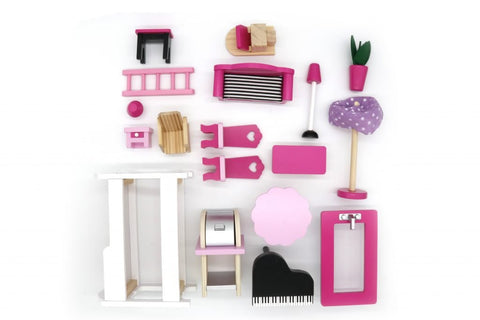 New LED Light Dollhouse Toy with 18 - Piece Furniture Set – Pretend Play Miniature House for Kids WA06A425 - with | Sold by Uncle Wiener's Wholesale