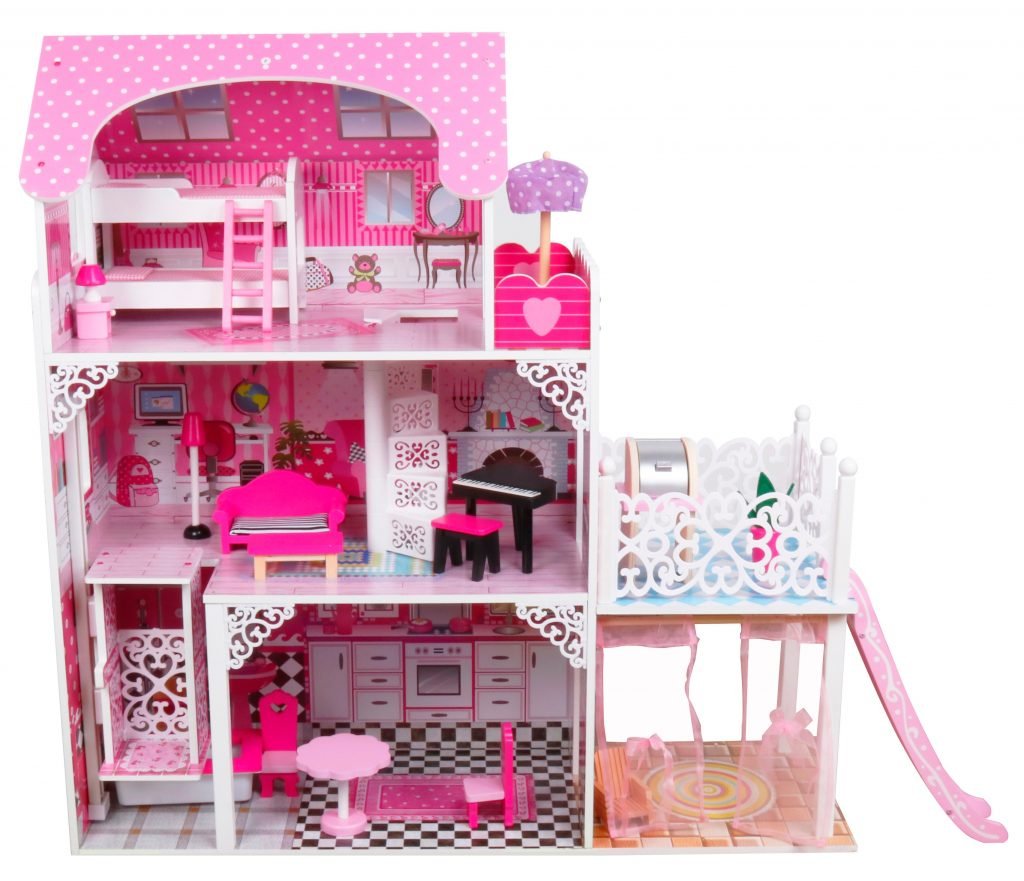 New LED Light Dollhouse Toy with 18 - Piece Furniture Set – Pretend Play Miniature House for Kids WA06A425 - with | Sold by Uncle Wiener's Wholesale