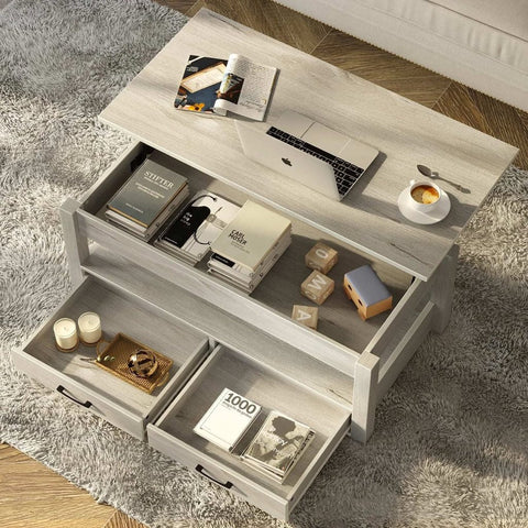 New Lift Top Coffee Table with Storage – Gray or White Modern Wood Table for Living Room - with Gray | Sold by Uncle Wiener's Wholesale