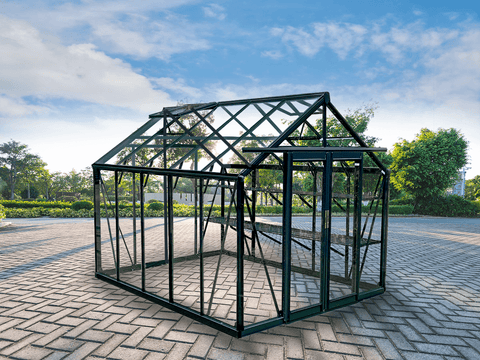 luxury tempered glass greenhouse in garden setting
aluminum-framed greenhouse with gabled roof
inside view of premium glass greenhouse
eco-friendly garden greenhouse with powder-coated frame
full-sunlight greenhouse for plants and vegetables