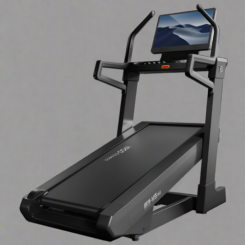 MS MAX folding treadmill side view with 21.5" display
Treadmill showing incline range and TFT screen
Foldable treadmill in compact storage position
High-speed treadmill with digital controls
Wide deck treadmill for joint support