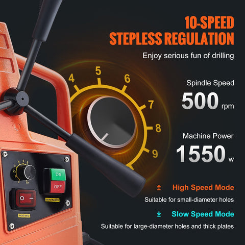 Heavy-duty magnetic drill press with 50mm capacity
1550W mag drill for industrial metalworking
Electric drill press with magnetic base and adjustable speed
Portable orange mag drill with 1550W motor
Metal fabrication drill with 50mm cutting capacity