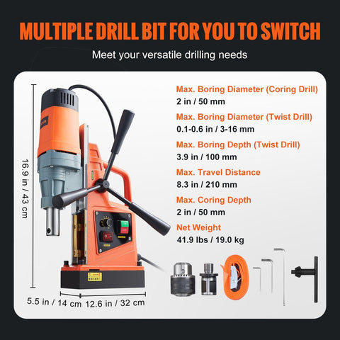 Heavy-duty magnetic drill press with 50mm capacity
1550W mag drill for industrial metalworking
Electric drill press with magnetic base and adjustable speed
Portable orange mag drill with 1550W motor
Metal fabrication drill with 50mm cutting capacity