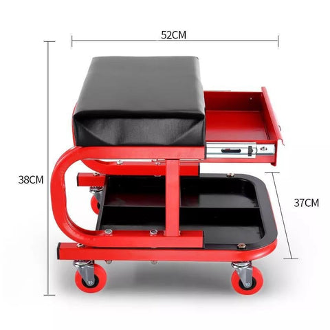 New Mechanic's Padded Creeper Work Stool with Drawer – Rolling Garage Seat with Storage & Casters S1246 - with | Sold by Uncle Wiener's Wholesale