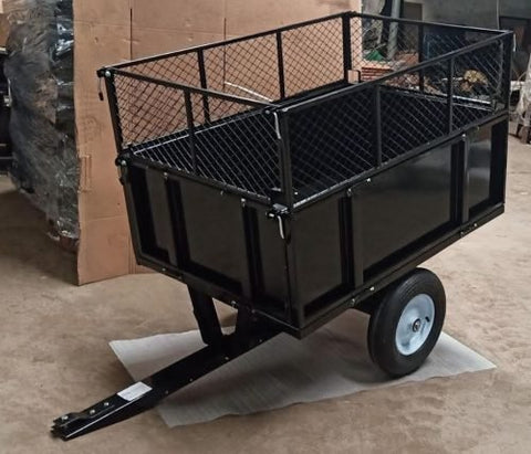 Metal ATV & Lawn Mower Utility Trailer – 1,000 lb capacity with steel dump bed and pneumatic tires, model BTC001