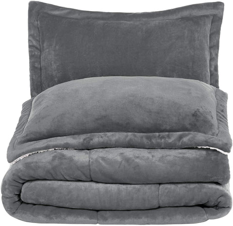 New Micromink Sherpa 3 - Piece Comforter Set – Ultra Soft Reversible Bedding Set with Plush Warmth MM920BQ - with Queen | Sold by Uncle Wiener's Wholesale