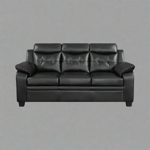 “Black leatherette 3-piece sofa set in modern living room”
“Gray leatherette sofa with tufted backrest and armrests”
“1-seater armchair in black leatherette with plush cushion”
“3-seater tufted leatherette couch in gray finish”
“Modern 3-piece sofa set including sofa, loveseat, and armchair”