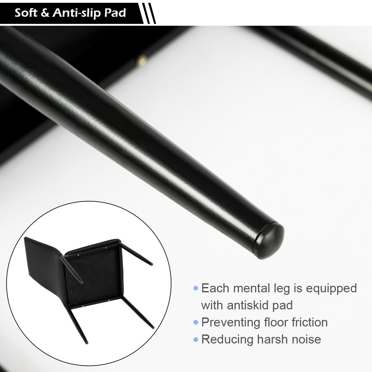 Set of 6 high-back white PVC dining chairs