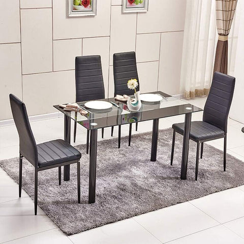 Side view of elegant black and white dining table furniture