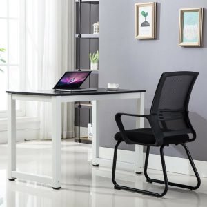 Modern black and white minimalist computer desk – Model SD002B
Compact wood workstation table for home office or study