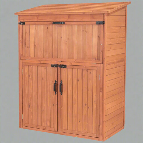 Outdoor Wooden Storage Cabinet with Shelves for Backyard
Multi-Compartment Wood Storage Locker for Garage Organization
Brown Outdoor Storage Cabinet for Garden Tools and Supplies
Rustic Backyard Storage Cabinet with Double Doors
Weatherproof Multi-Shelf Storage Cabinet for Patio or Deck