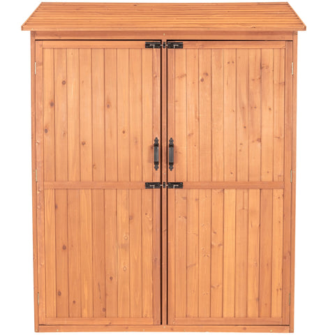 Multi-Compartment Outdoor Storage Cabinet with Pull-Out Crates
Wooden Garden Storage Cabinet for Tools and Accessories
Rustic Brown Outdoor Storage Cabinet with Multiple Shelves
Backyard Wooden Storage Box for Garden Organization