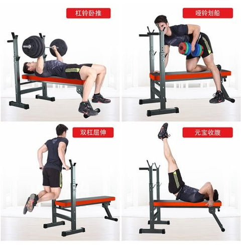 Adjustable Olympic workout bench with barbell rack and red cushion
Multifunctional fitness bench for squats, presses, and dumbbell exercises
Foldable gym bench with 6-position backrest and anti-slip base
Compact home gym bench with barbell stand and dip handles
Full-body strength training bench for home or personal gym use