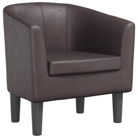 New Office Modern Style Tub Chair – Faux Leather Accent Chair in Black or Brown - with Brown 122449B | Sold by Uncle Wiener's Wholesale