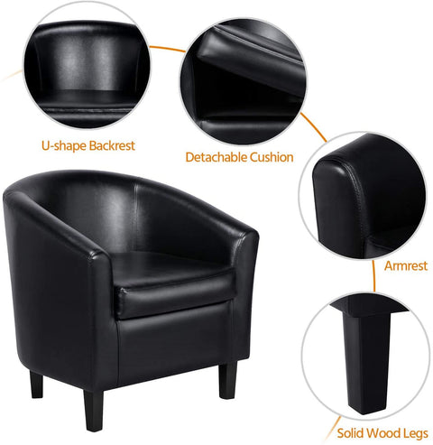 New Office Modern Style Tub Chair – Faux Leather Accent Chair in Black or Brown - with 🖤 Black | Sold by Uncle Wiener's Wholesale