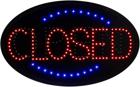 “LED open closed sign with flashing red and blue lights”
“23x14 LED sign for store window with hanging chain”
“Bright compact LED open closed display board”