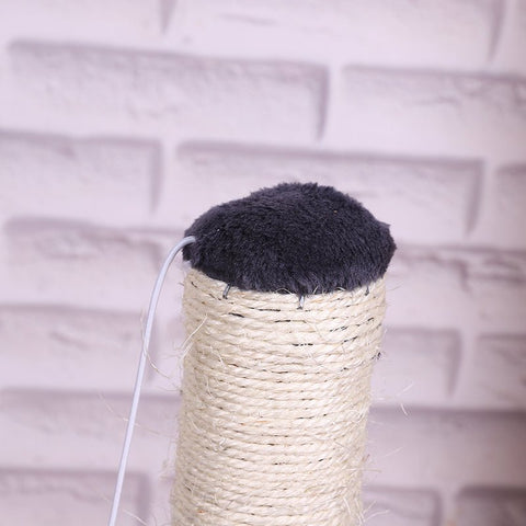 12" paw print cat scratching post with hanging play ball
compact cat tower for kittens with white post and black base
cat scratcher with interactive ball toy
cute cat scratching post with paw-shaped base
indoor kitten play stand for active pets