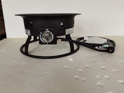 52,000 BTU propane fire pit with lava rocks burning
portable camping fire pit with BBQ grill top
outdoor propane fire pit kit with hose and stand
black fire pit for patio and tailgate cooking
propane gas fire pit with included lava rocks