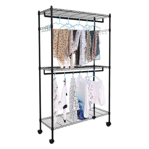 NEW Portable Closet Organizer Garment Rack with Hanging Shelf – Adjustable Clothes Hanger Storage 7251256 - with | Sold by Uncle Wiener's Wholesale