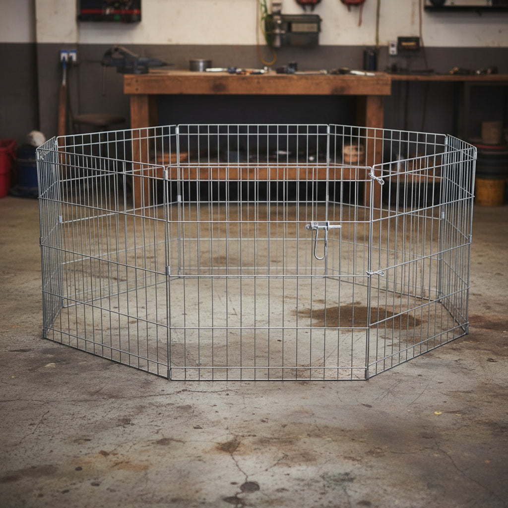 "Portable Foldable Dog Fence and Pet Playpen - Indoor Outdoor Use"
"Metal Exercise Pen for Small Dogs and Pets"
"Durable and Foldable Dog Playpen for Indoor and Outdoor Spaces"