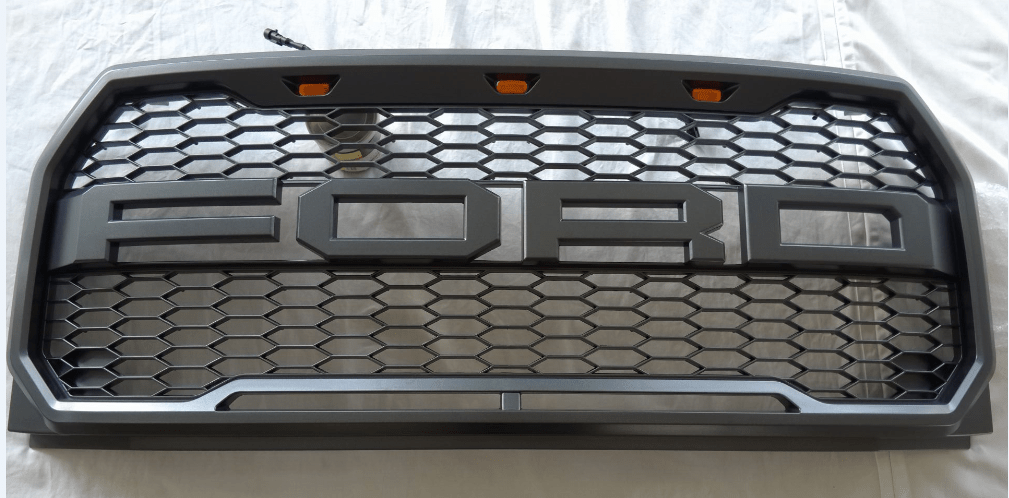 New Raptor Style Grille for 2015–2017 Ford F - 150 – Charcoal Black Front Grill with LED Lights & FORD Letters 410157MCG - with | Sold by Uncle Wiener's Wholesale