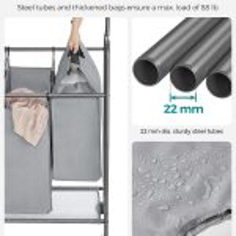New Rolling Laundry Sorter with 4 Hanging Bags – Mobile Hamper Cart with Wheels RLS44GS - with | Sold by Uncle Wiener's Wholesale