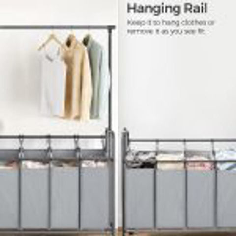 New Rolling Laundry Sorter with 4 Hanging Bags – Mobile Hamper Cart with Wheels RLS44GS - with | Sold by Uncle Wiener's Wholesale