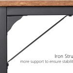 Rustic industrial computer desk with metal frame and storage hook – TLD003
Compact wood top desk with bag holder and steel legs – Model TLD003